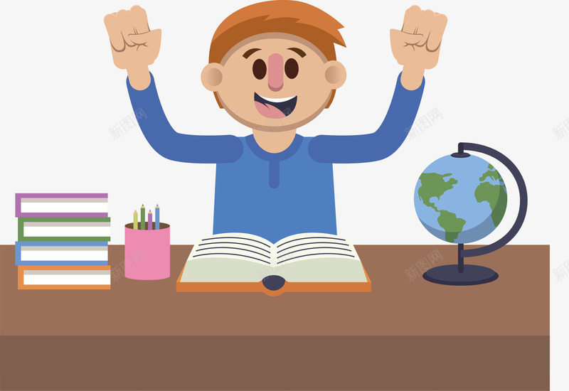 举起双手的学生png免抠素材_新图网 https://ixintu.com 上课 学生 开学季 看书学习 矢量png 课堂发言