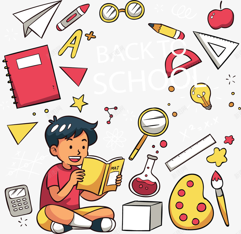 开学日看书的孩子矢量图ai免抠素材_新图网 https://ixintu.com 开学 开学啦 开学日 看书 看书孩子 矢量png 矢量图