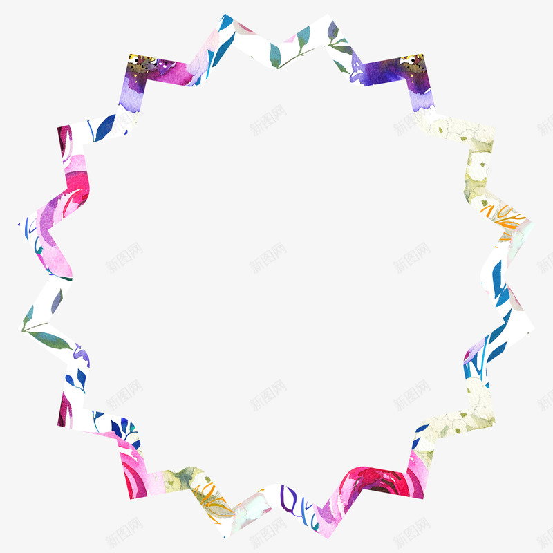 彩色花纹不规则边框png免抠素材_新图网 https://ixintu.com 不规则 彩色的 手绘 简图 粉色的 花纹 蓝色的 边框
