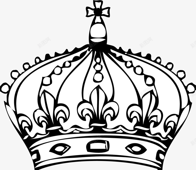 手绘王冠矢量图ai免抠素材_新图网 https://ixintu.com 唯美 时尚 黑色 矢量图
