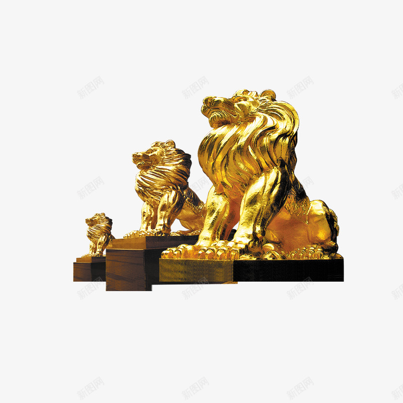 金色石狮子像png免抠素材_新图网 https://ixintu.com 大气 獅像 石狮 石狮子像 金色