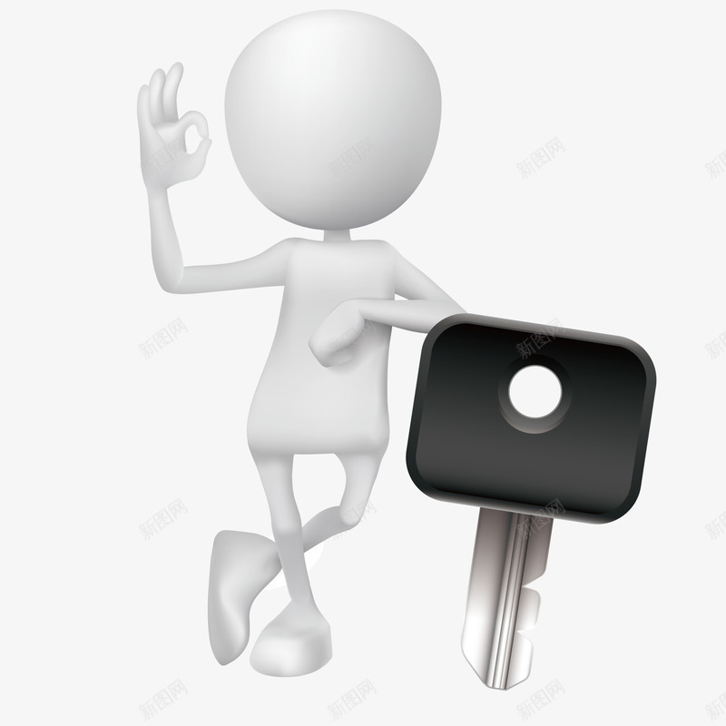 3D小人与车钥匙png免抠素材_新图网 https://ixintu.com 3D小人 汽车钥匙 钥匙
