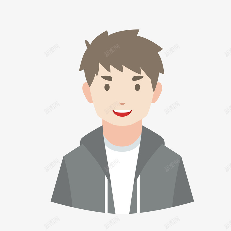灰色卡通微笑男生半身像矢量图ai免抠素材_新图网 https://ixintu.com 半身像 卡通 卡通男生 微笑男生 灰色 灰色男生 矢量图