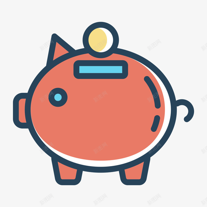 扁平化存钱罐矢量图图标eps_新图网 https://ixintu.com UI图标 h5图标 存钱罐 扁平化 扁平化UI 游戏UI 界面UI 网页UI 矢量图