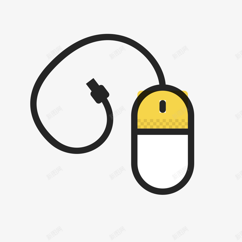 黄色鼠标psd免抠素材_新图网 https://ixintu.com UI USB 圆弧 扁平化 科技 线稿 链接 黄色 鼠标