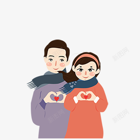 带围巾的卡通男女形象png免抠素材_新图网 https://ixintu.com 卡通形象 卡通男女 围巾 形象