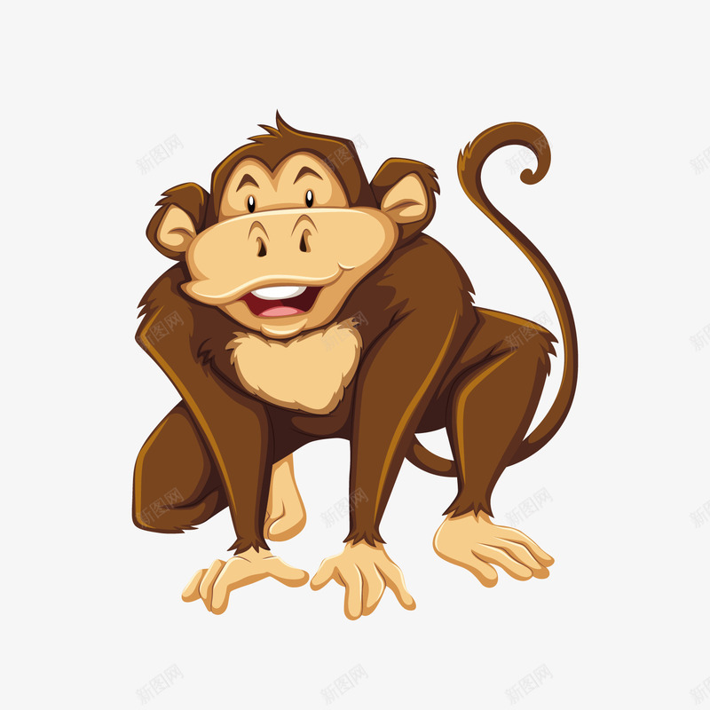 灰色卡通猴子卡通插画矢量图ai免抠素材_新图网 https://ixintu.com 儿童 光泽 卡通插画 可爱 尾巴 灰色 猴子 质感 矢量图