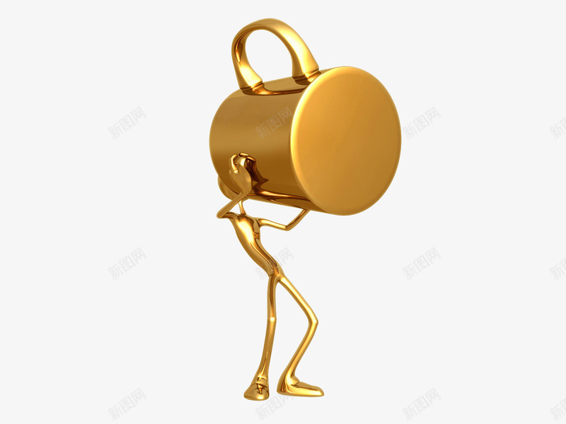 举着大杯子的小金人png免抠素材_新图网 https://ixintu.com 3d小人 喝水 大水杯 金色小人