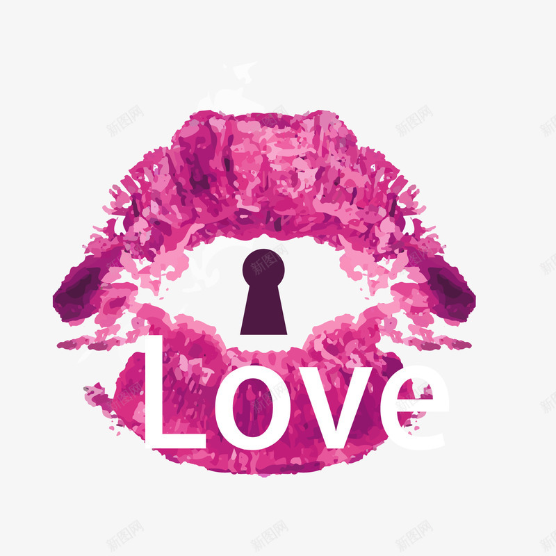 紫色水彩LOVE唇印png免抠素材_新图网 https://ixintu.com LOVE 唇印 情人节 水彩 红唇