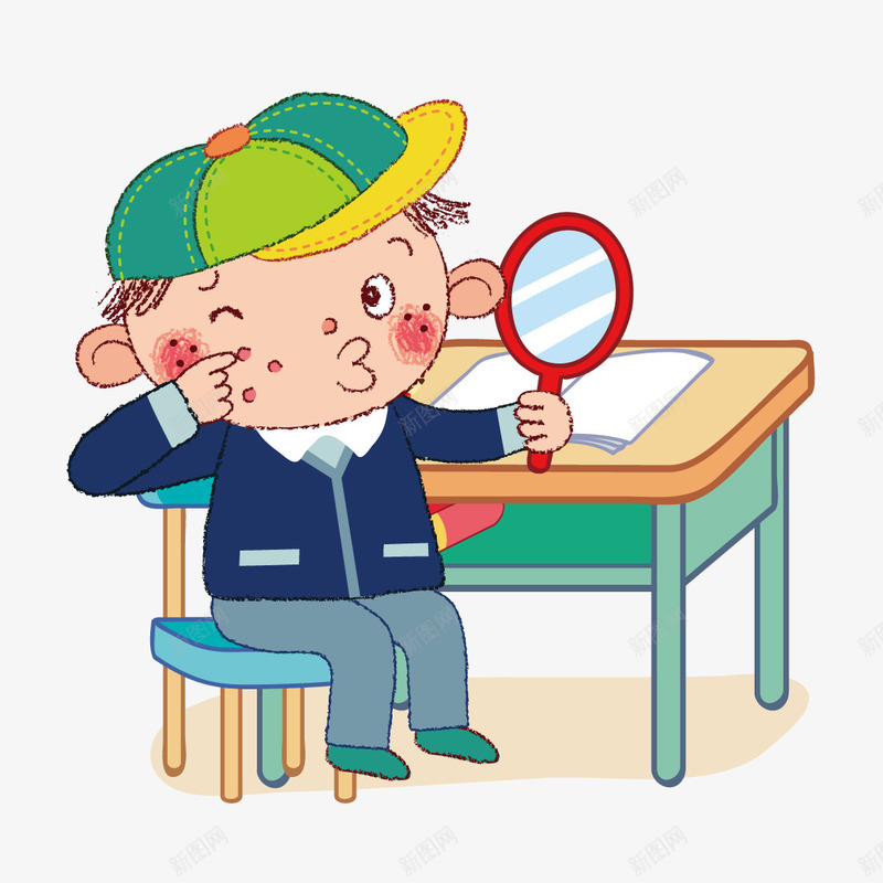 照镜子的校园学生png免抠素材_新图网 https://ixintu.com 学生 校园 照镜子
