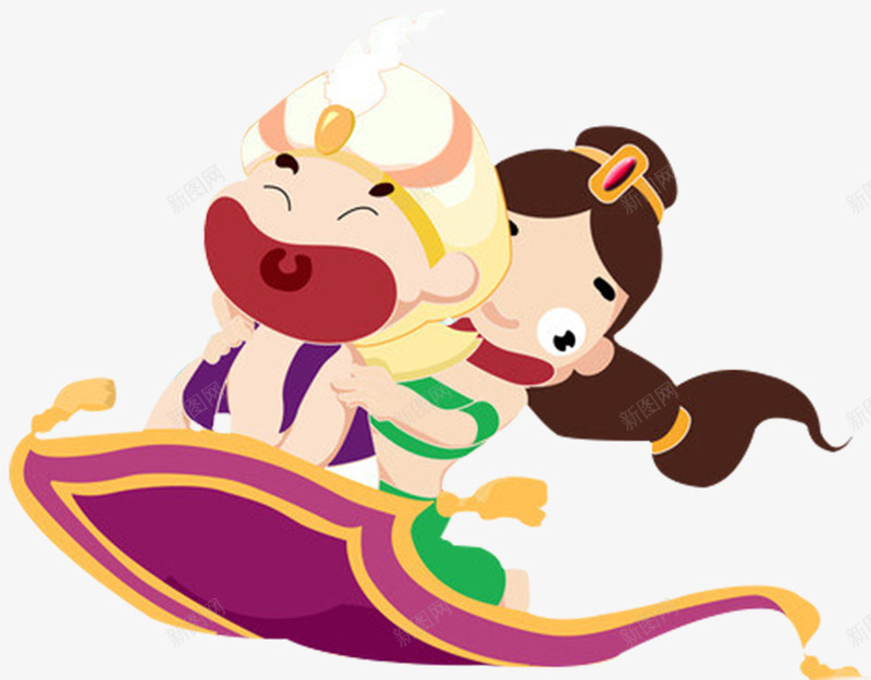 卡通画人物魔法飞毯png免抠素材_新图网 https://ixintu.com 人物 卡通画 毯子 紫色地毯 阿拉丁 飞行 魔法飞毯