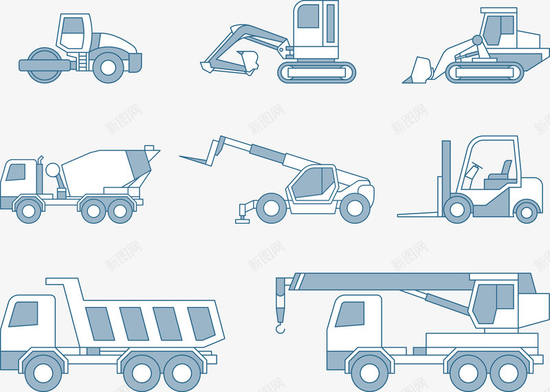 工程用车png免抠素材_新图网 https://ixintu.com 吊车 挖土机 货车 轮胎