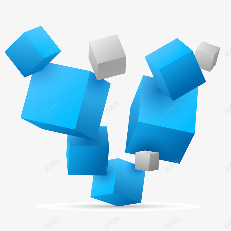 方块矢量图eps免抠素材_新图网 https://ixintu.com 3D PNG免抠图下载 商务 模块 背景 蓝白色 矢量图