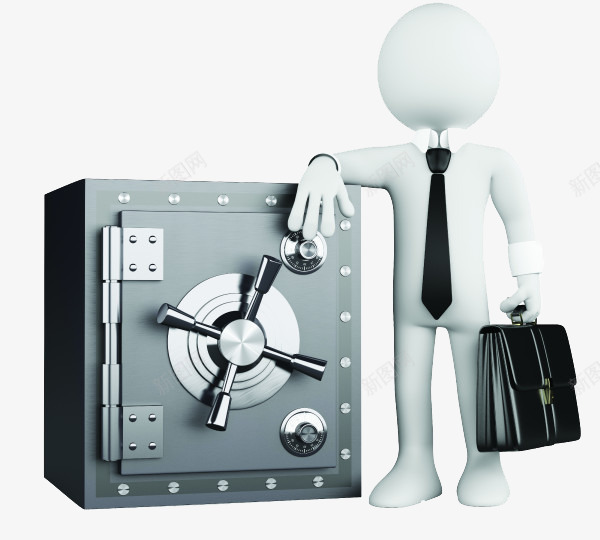3D靠着箱子的小人png免抠素材_新图网 https://ixintu.com 3D 保险箱 商务 小人 箱子 靠着