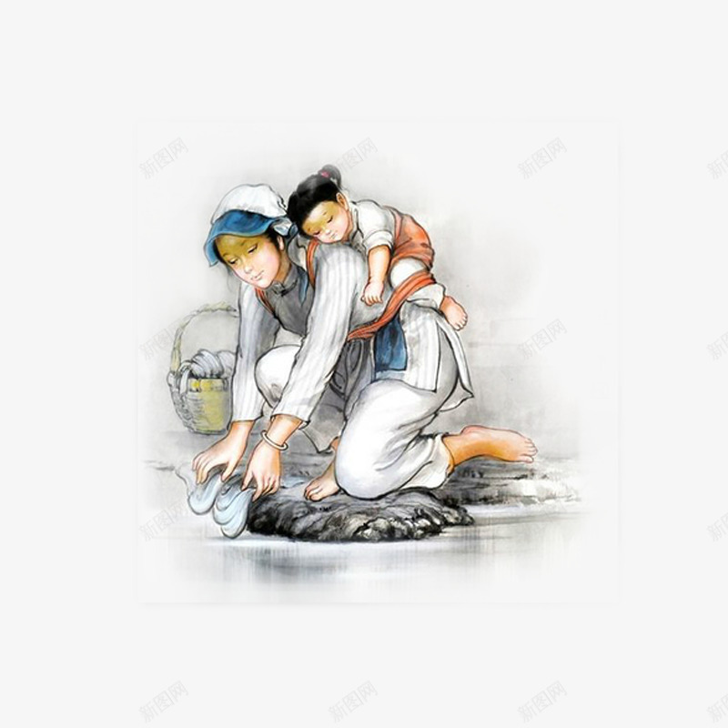 妈妈背着孩子洗衣服psd免抠素材_新图网 https://ixintu.com 妈妈 妈妈背着孩子洗衣服 孩子