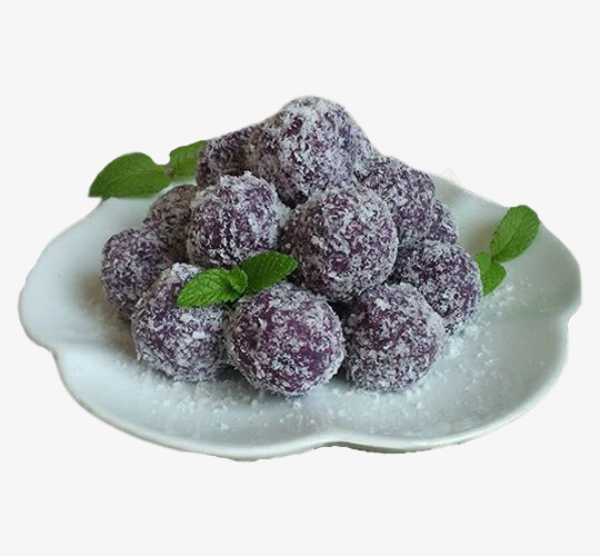 未熟的紫薯球png免抠素材_新图网 https://ixintu.com 叶子 未煮熟 甜点小吃 紫色 紫薯球 薯球 面粉 食物