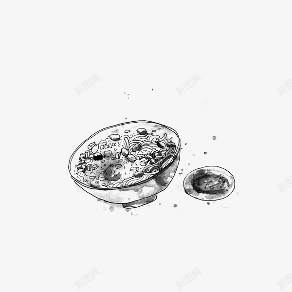 水墨牛肉粉png免抠素材_新图网 https://ixintu.com 传统画 水墨 牛肉粉 黑白