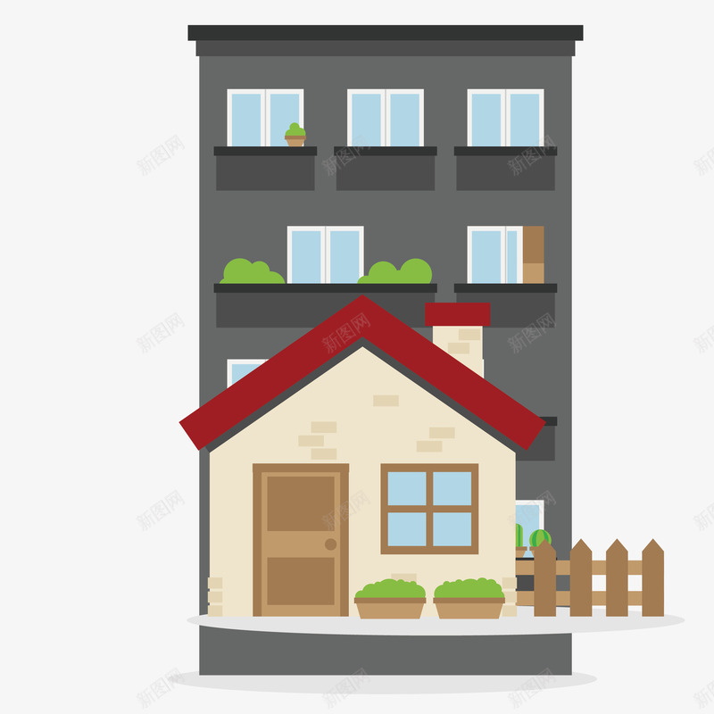 创意卡通楼房矢量图eps免抠素材_新图网 https://ixintu.com 卡通 建筑物 彩色 房子 房屋 扁平化 楼房 灰色 装饰 矢量图