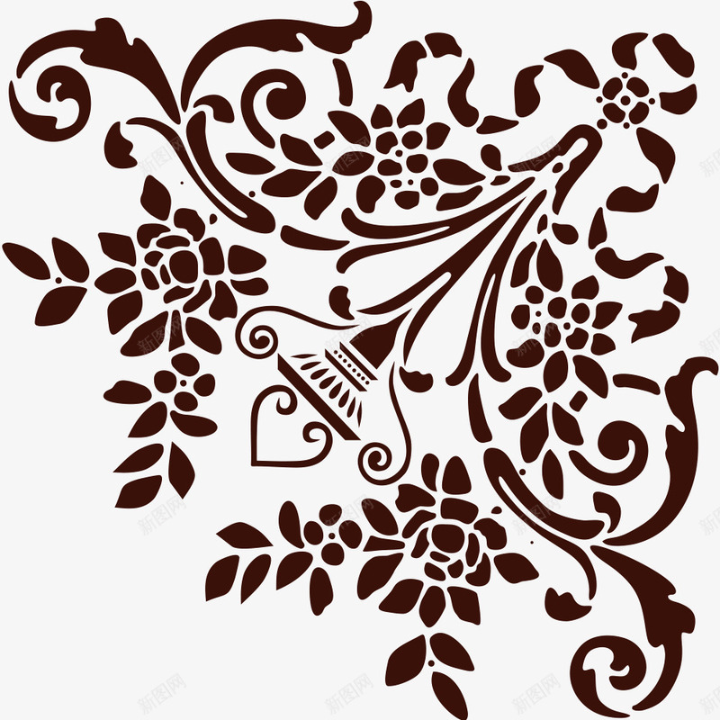 欧式黑色月季花png免抠素材_新图网 https://ixintu.com 大气 月季花 欧式 花纹 高端 黑色