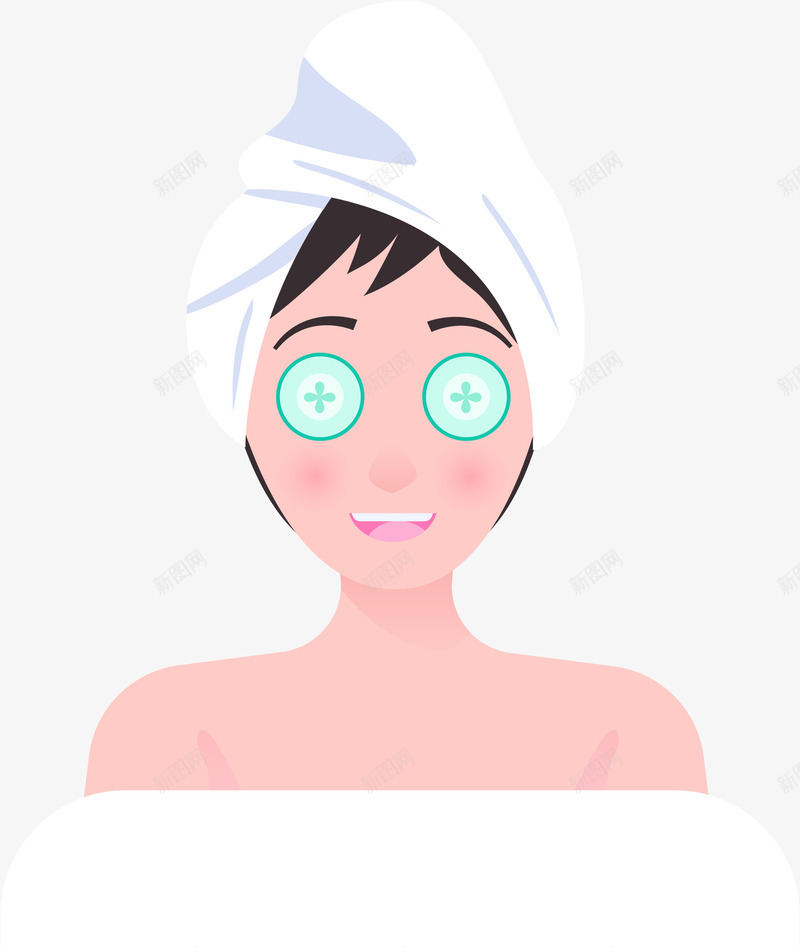 养生护肤卡通女孩png免抠素材_新图网 https://ixintu.com 做SPA 养生护肤 卡通人物 女性 手绘 矢量图案