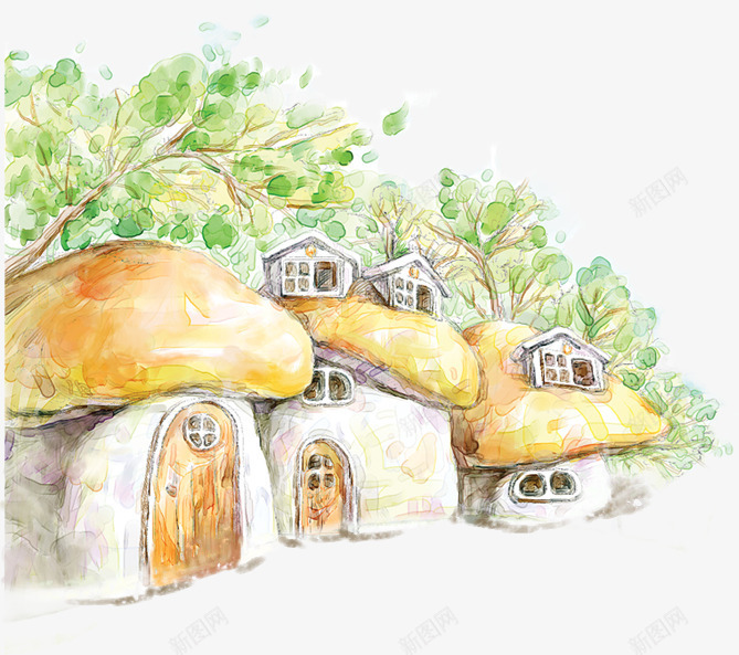 唯美手绘校园场景png免抠素材_新图网 https://ixintu.com 场景 校园