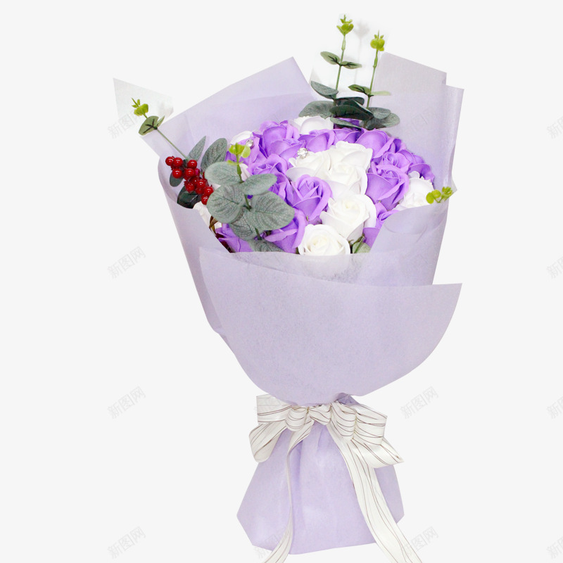 紫色玫瑰png免抠素材_新图网 https://ixintu.com 紫色 花束 香皂花