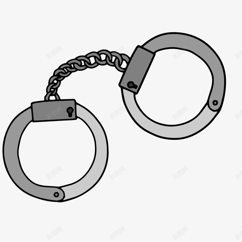 一副手绘的灰色手铐矢量图ai免抠素材_新图网 https://ixintu.com 扁平化 手绘 手铐 警用 铁手铐 镣铐 矢量图