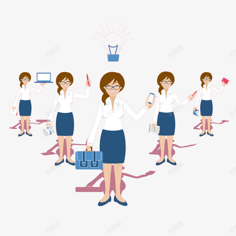 卡通商务美女形象png免抠素材_新图网 https://ixintu.com 卡通 商务 工作 形象设计 正装