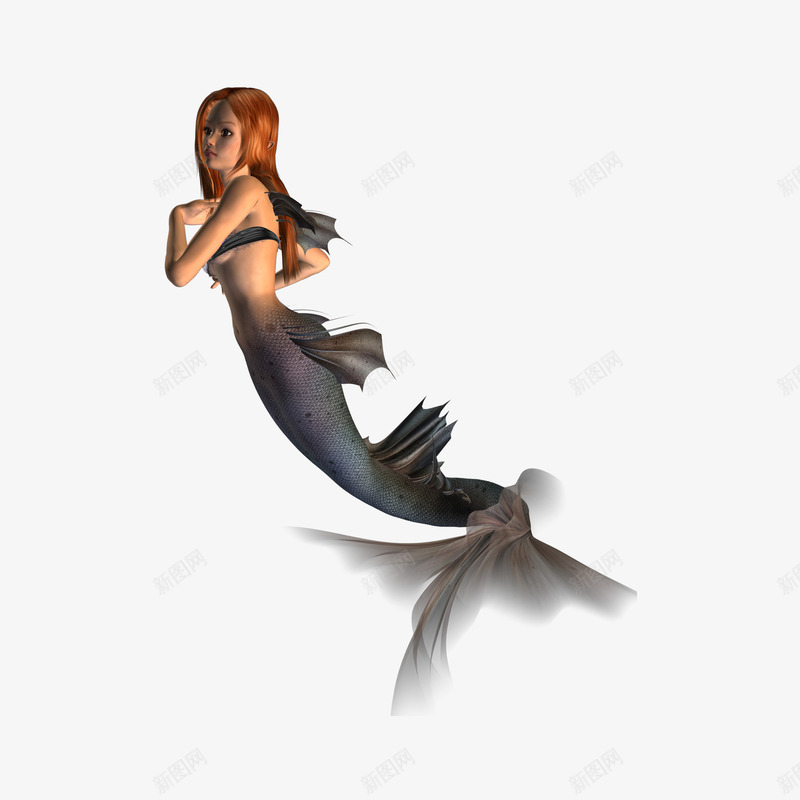 美人鱼png免抠素材_新图网 https://ixintu.com 3D 灰色 美人鱼 鱼