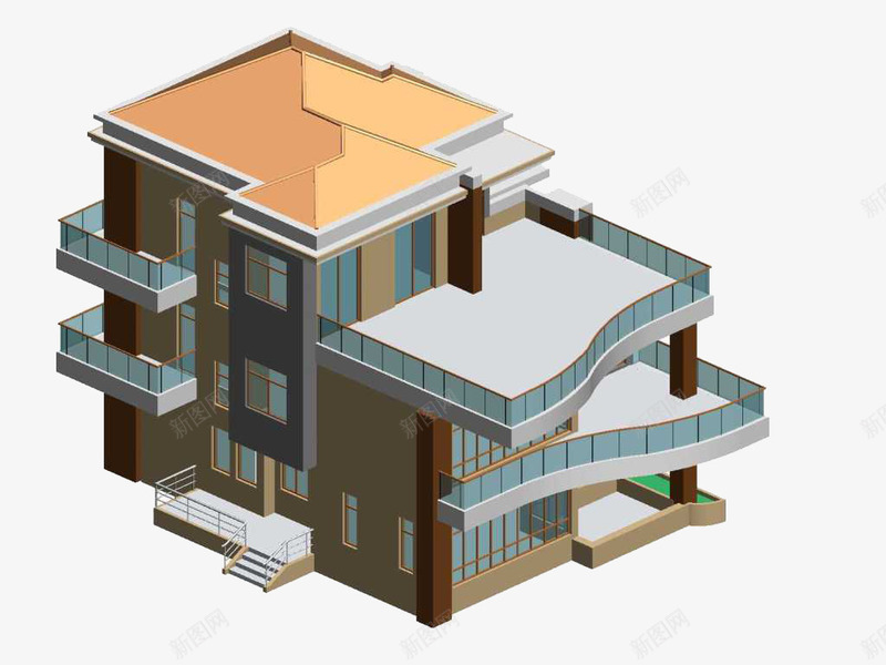 房屋修建模型图png免抠素材_新图网 https://ixintu.com 别墅房屋景观 别墅装修3D效果图 复式房子立体图 房屋修建模型图 立体房屋