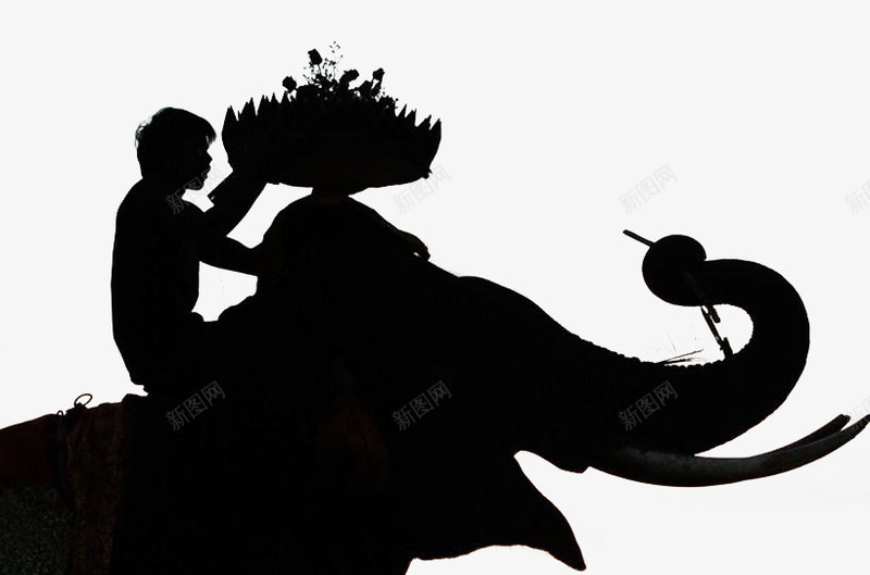 骑象的少年png免抠素材_新图网 https://ixintu.com 大象 少年 泰国 泰国花纹 花篮