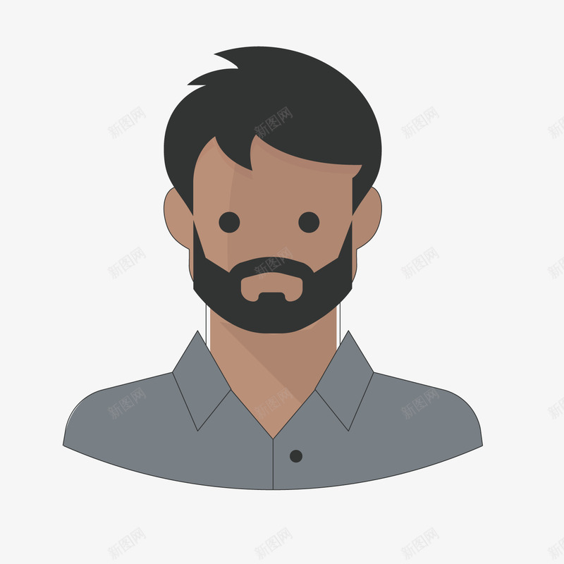 灰色男生发型矢量图ai免抠素材_新图网 https://ixintu.com 发型 小眼睛 扁平化 渐变 灰色 肤色 黑色 矢量图