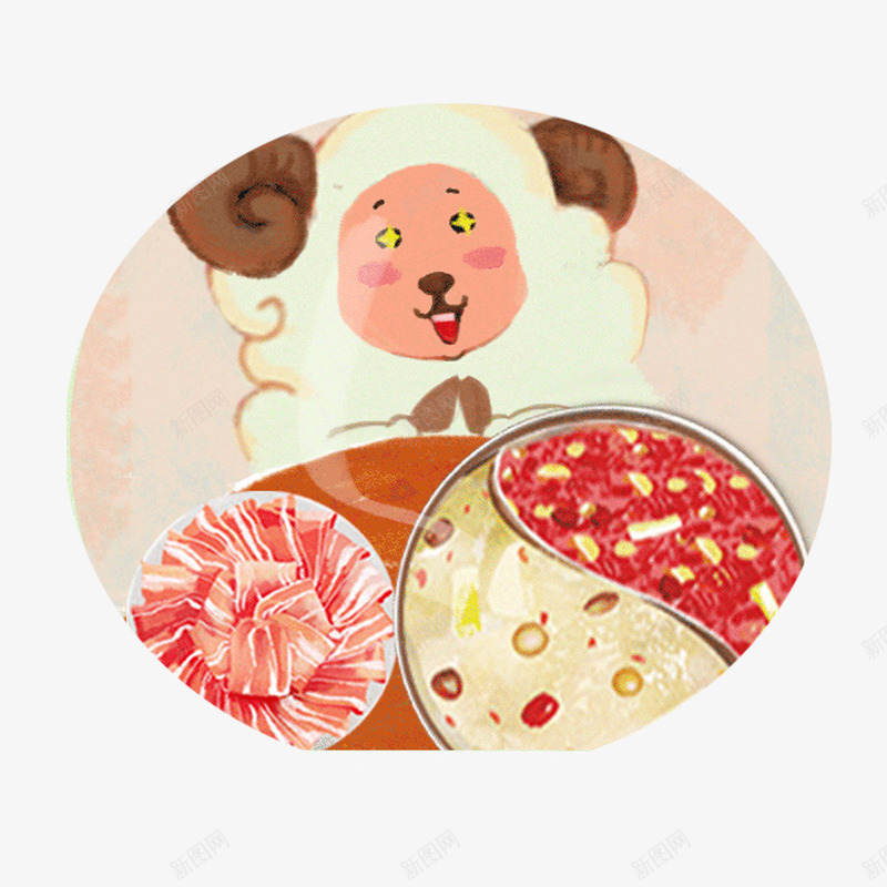 川味火锅吃火锅png免抠素材_新图网 https://ixintu.com 动漫 卡通 吃火锅 四川 小羊 川味火锅 手绘 牛肉 香辣 麻辣