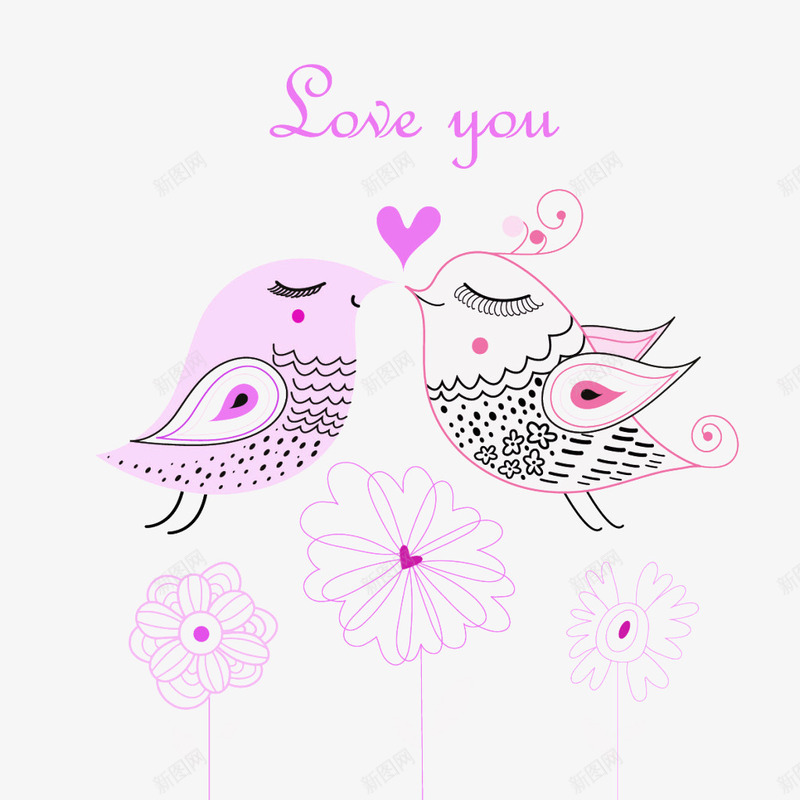 loveyou小鸟png免抠素材_新图网 https://ixintu.com love you 两只小鸟 卡通 可爱 手绘 爱心