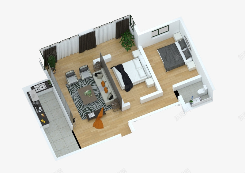 3d室内效果图png免抠素材_新图网 https://ixintu.com 3d室内 3d鸟瞰图 室内效果 室内效果图 效果图 鸟瞰效果图