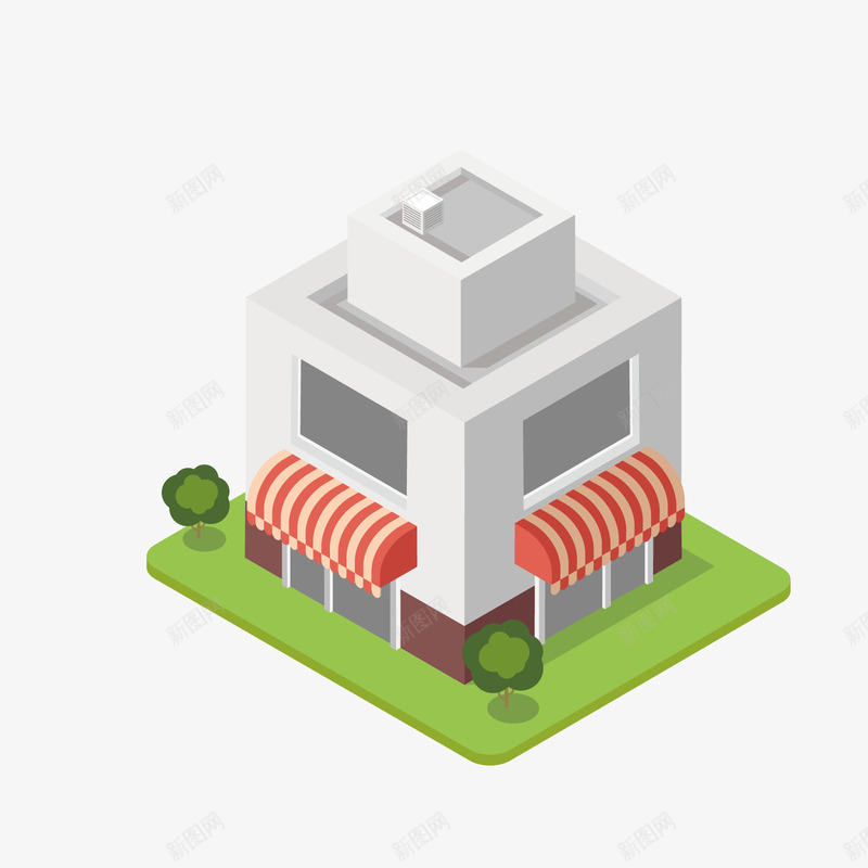 灰色建筑楼房png免抠素材_新图网 https://ixintu.com 商业 圆角 建筑 楼房 灰色 立体 绿地