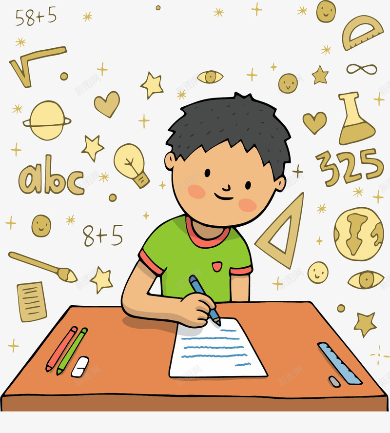 开学日认真学习的人矢量图ai免抠素材_新图网 https://ixintu.com 学习 学习的人 开学 开学日 矢量png 矢量图 认真学习