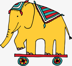 卡通马戏团大象滑板表演素材