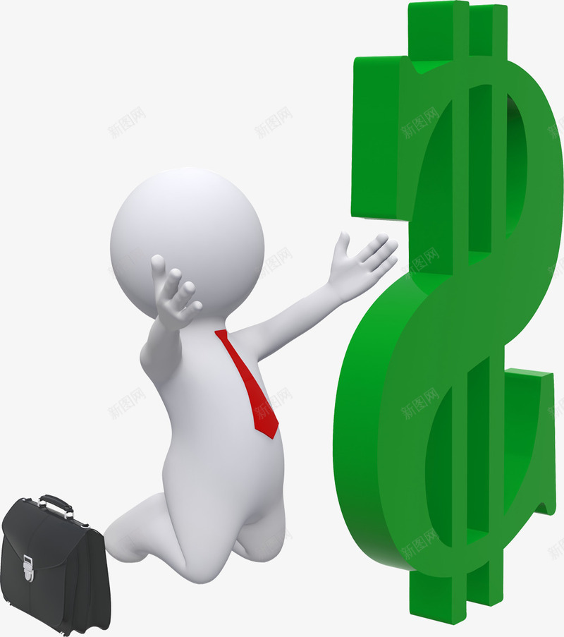 向金钱前进png免抠素材_新图网 https://ixintu.com 3D小人 上班族 事业 创意 钱
