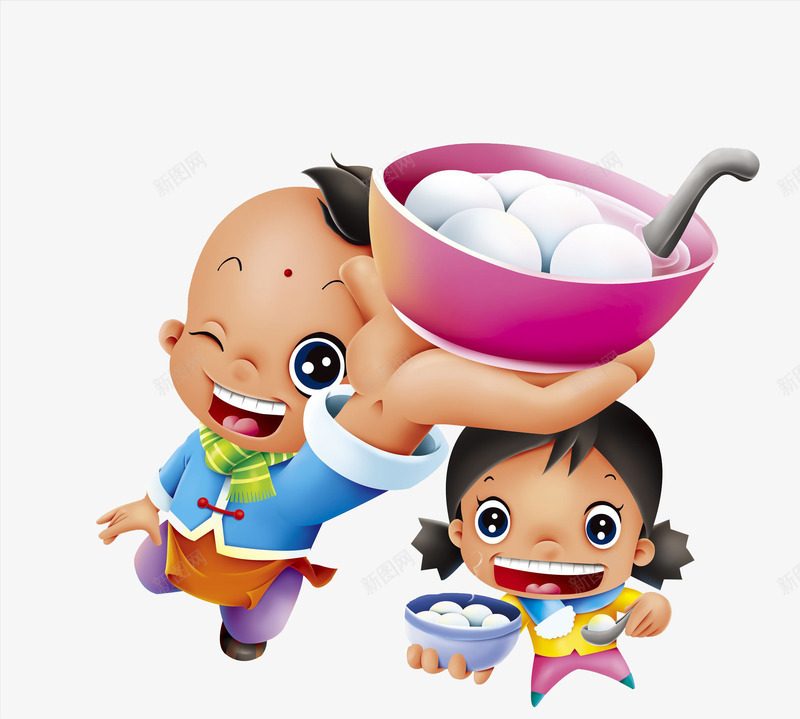卡通拿着汤圆的孩子图png免抠素材_新图网 https://ixintu.com 中国风 元宵节 卡通 孩子 插图 美食 高兴地