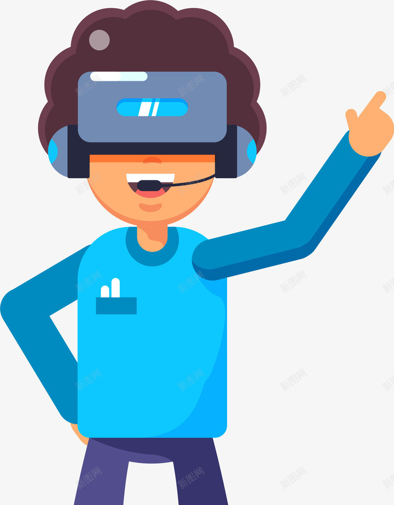 戴着虚拟眼镜的卷发男孩png免抠素材_新图网 https://ixintu.com 3d眼镜 vr眼镜 卷发男孩 喜悦 开心 戴着虚拟眼镜