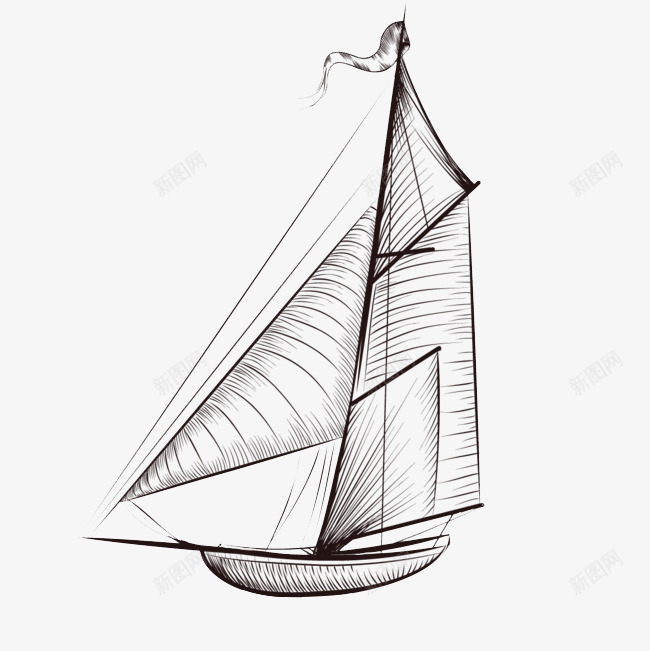 卡通绘画墨迹帆船png免抠素材_新图网 https://ixintu.com 卡通船 古风船 小船 帆 帆船 水墨划船 灰色船 绘画船 船