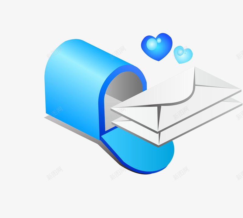 蓝色信箱和信封矢量图ai免抠素材_新图网 https://ixintu.com UI 信封 信箱 卡通 心形 手绘 矢量图