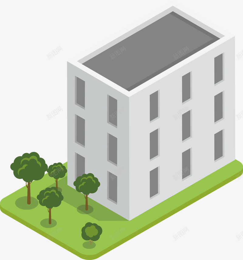 卡通灰色立体高楼png免抠素材_新图网 https://ixintu.com 卡通 建筑 楼房 灰色 矢量图案 立体 装饰图案