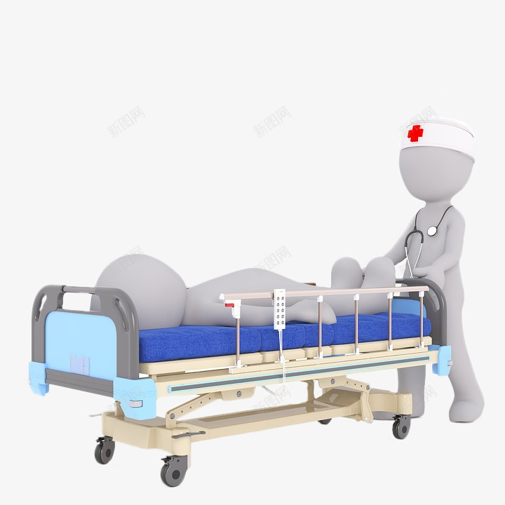 疗养治疗png免抠素材_新图网 https://ixintu.com 3D 医生 小人 担架 疗养