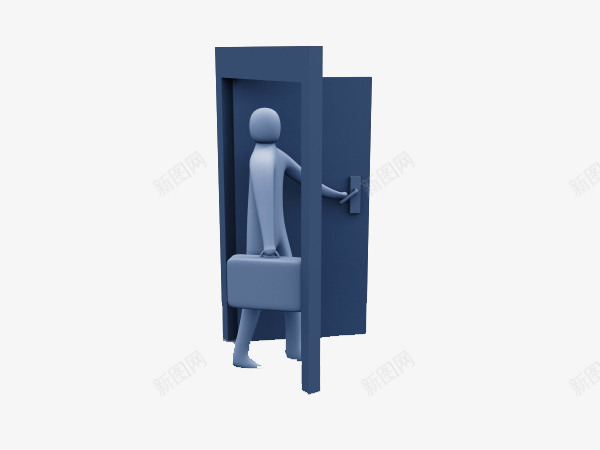 3D打开门的小人png免抠素材_新图网 https://ixintu.com 3D 办公 回家 小人 打开门
