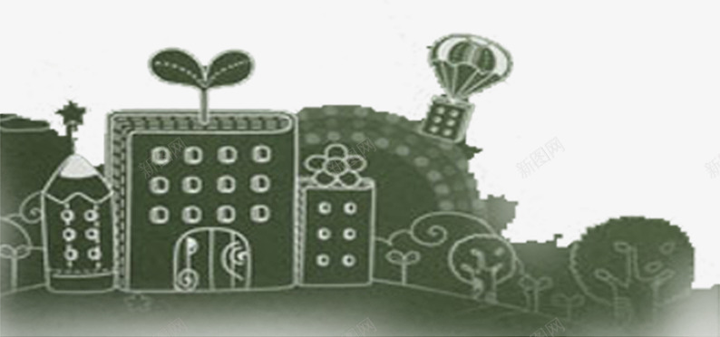 开学季黑绿色卡通校园png免抠素材_新图网 https://ixintu.com 卡通 开学 校园 黑绿色