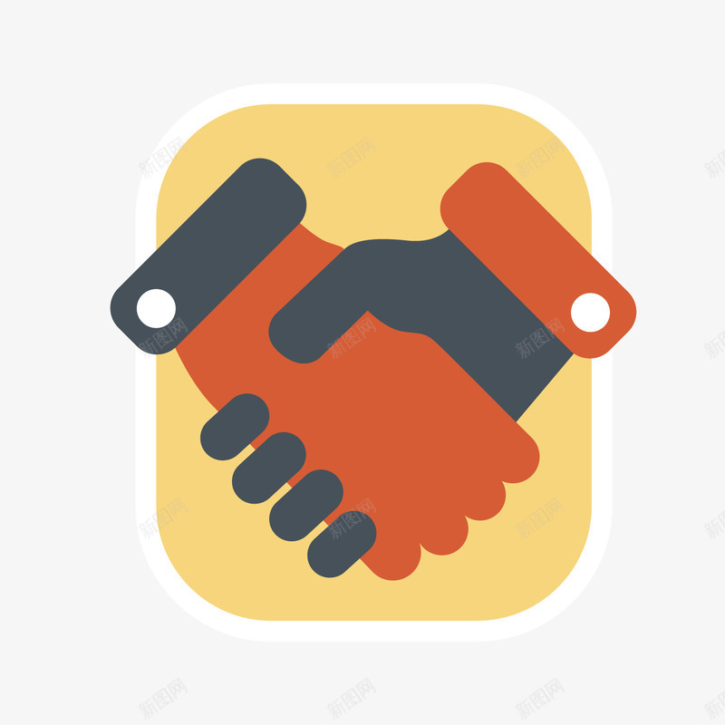 灰色圆角握手合作元素矢量图图标ai_新图网 https://ixintu.com 交流 卡通图标 圆角 扁平化 握手 标签 灰色 社交 矢量图
