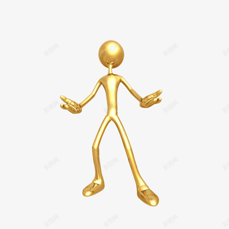 立体张开双手呐喊的小金人png免抠素材_新图网 https://ixintu.com 3D小人 双手张开 呐喊小人 效果图 立体小人