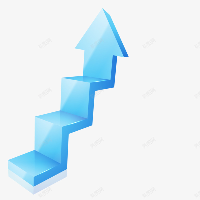 阶梯矢量图eps免抠素材_新图网 https://ixintu.com 3D PNG免抠图 向上箭头 向上阶梯 矢量图 立体感箭头 箭头 蓝色
